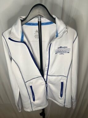 Disney White Performance Zip-Up Jacket with Blue Trim
